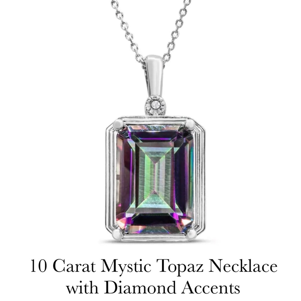 Stunning 10 Carat Mystic Topaz Ring with Diamond Accents - Picture 16 of 17